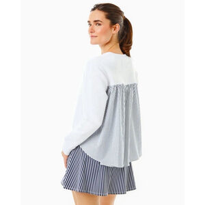 Addison Bay Mixed Soft Luxe Bloom Pullover Sweatshirt White Small Oversized